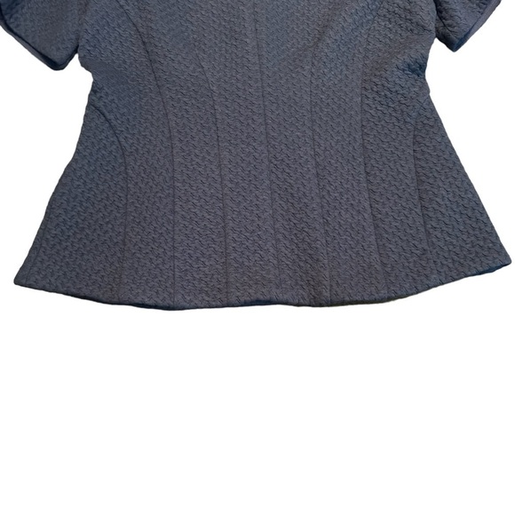 Ann Taylor Textured Knit Peplum Short Sleeve Top zippered Back Sz. M - Picture 6 of 13